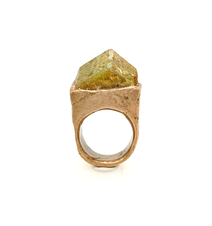 green garnet ring bronze